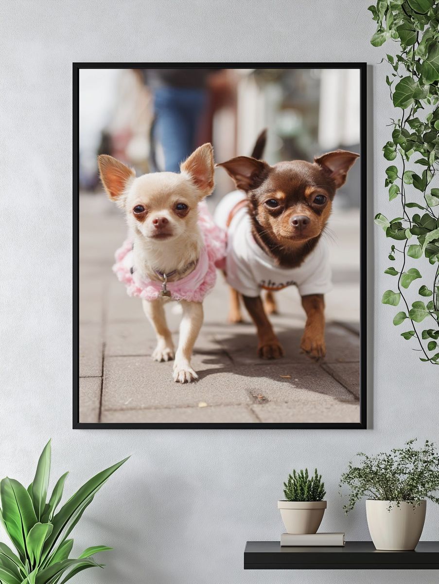 Chihuahua Duo Street Portrait Poster. — room view 4