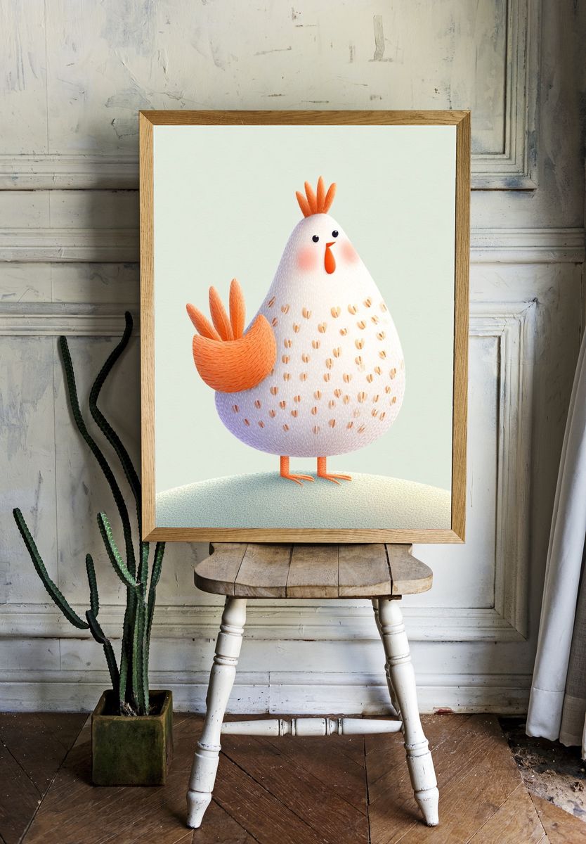 Cute Chicken Illustration Poster. — room view 1