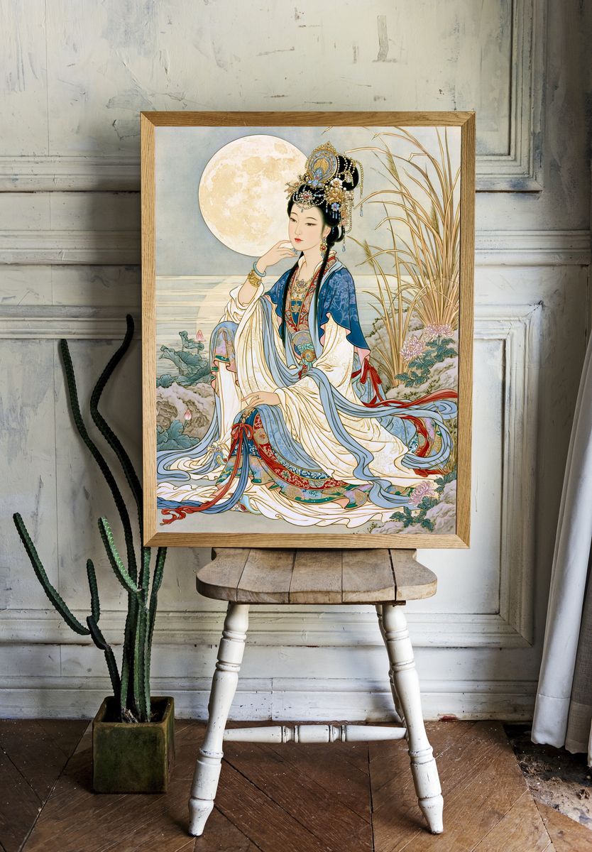 Moonlit Chinese Empress Illustration Poster. room preview