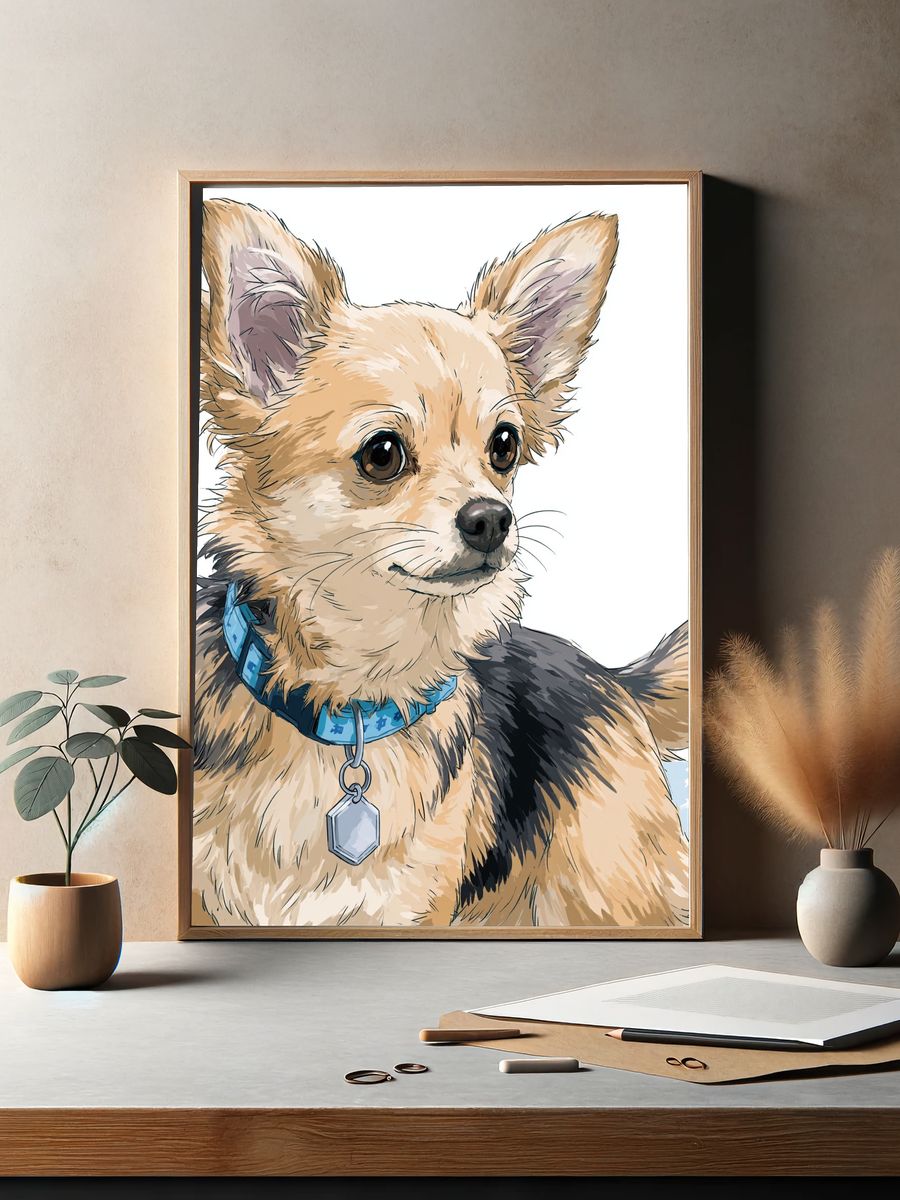 Chihuahua Portrait Illustration Poster. — room view 2