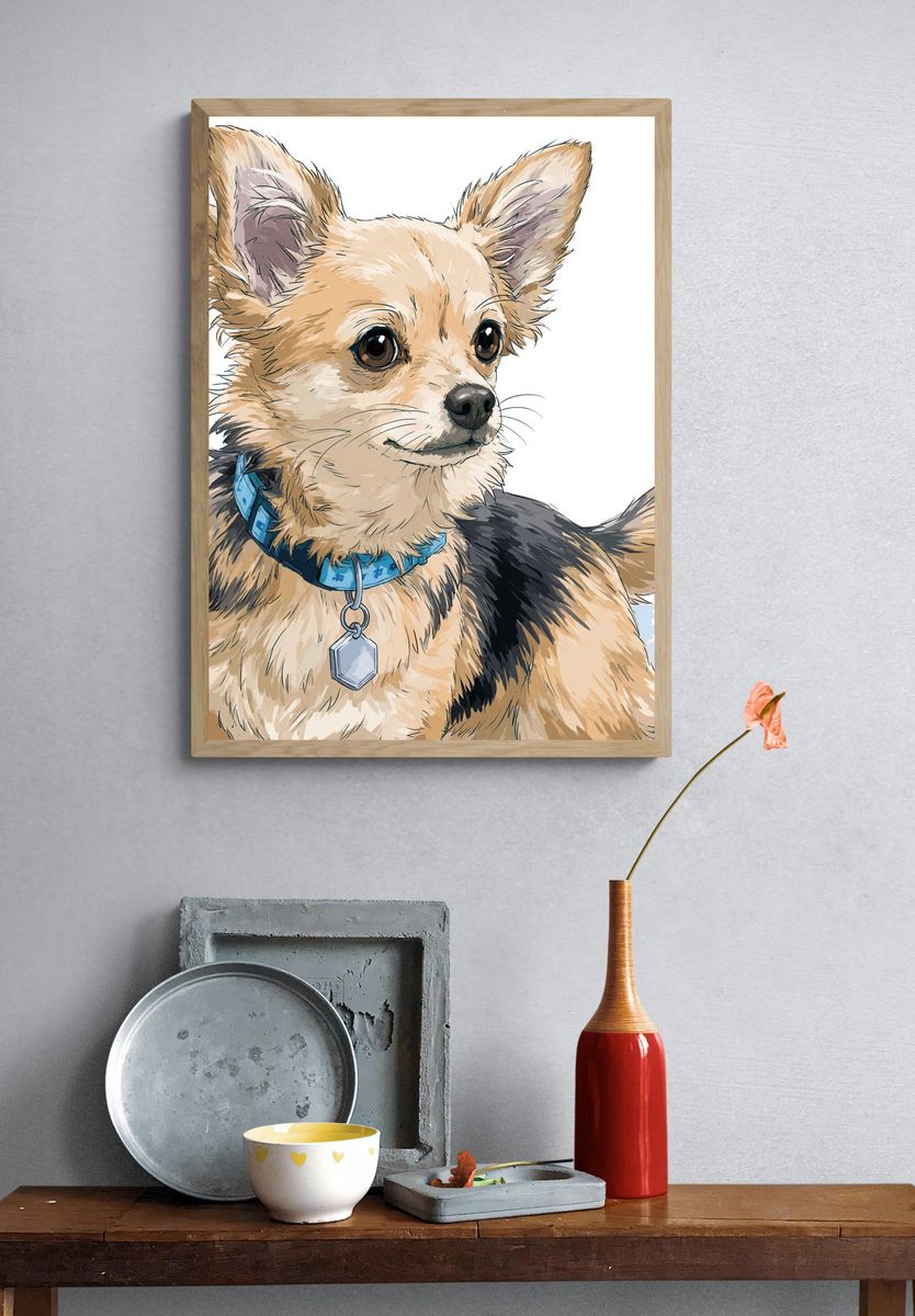 Chihuahua Portrait Illustration Poster. — room view 3