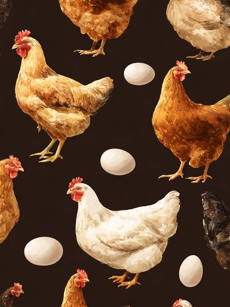 Chickens and Eggs — Botanical Print. poster detail