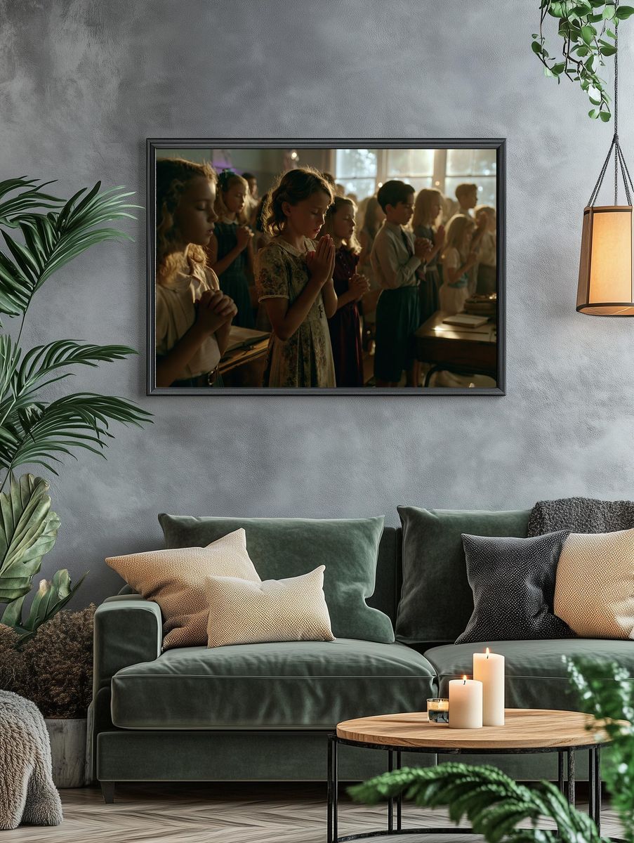 Children in Prayer Photography Poster. — room view 4