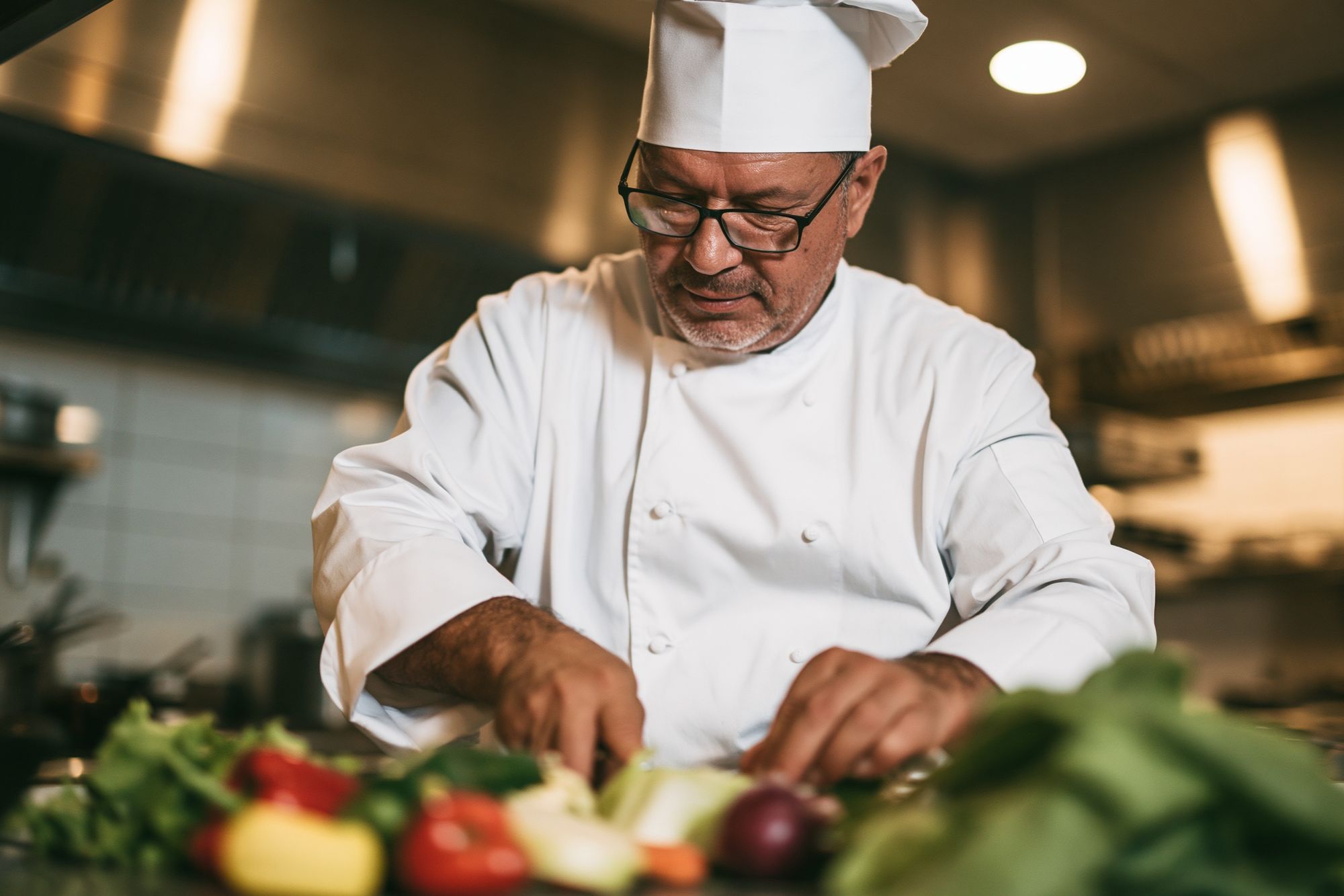 Chef Preparing Ingredients Photography Poster. poster detail