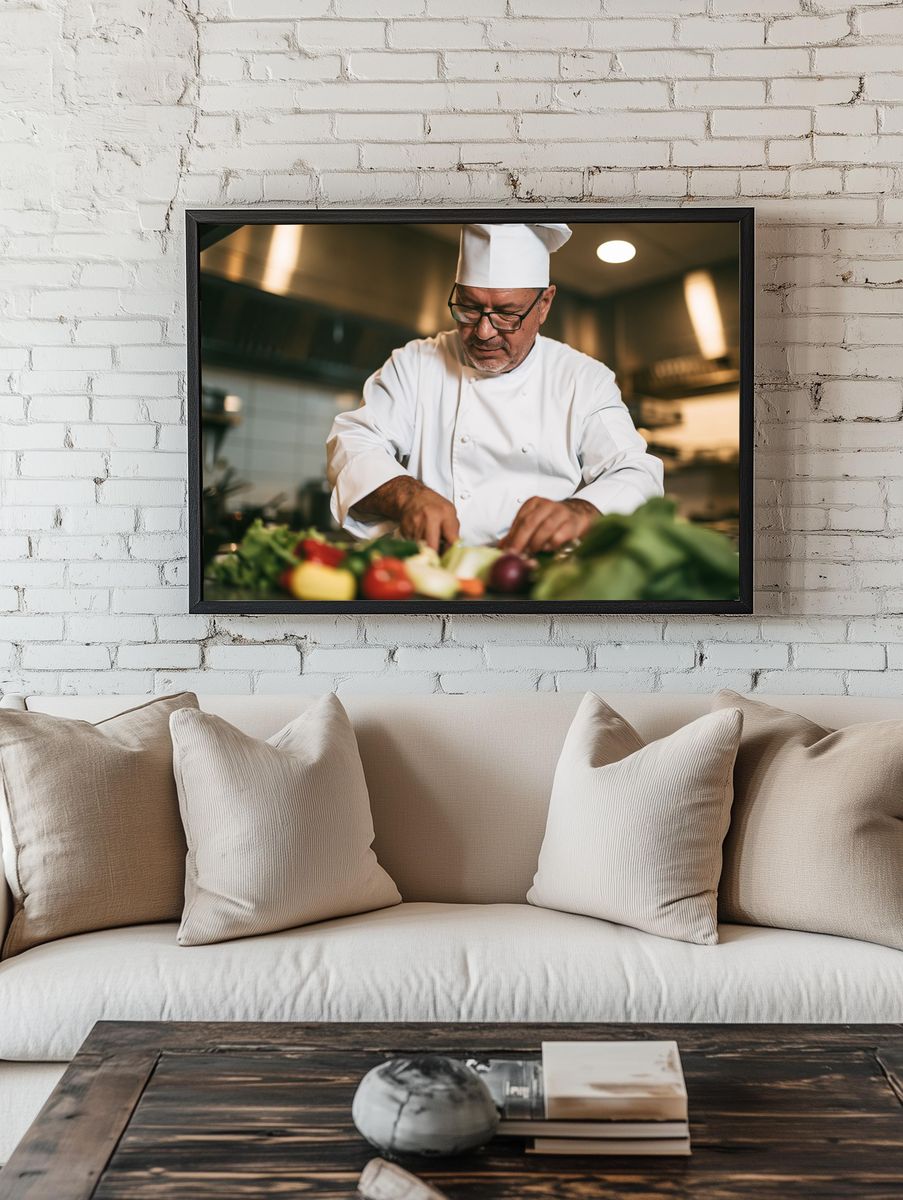Chef Preparing Ingredients Photography Poster. room preview