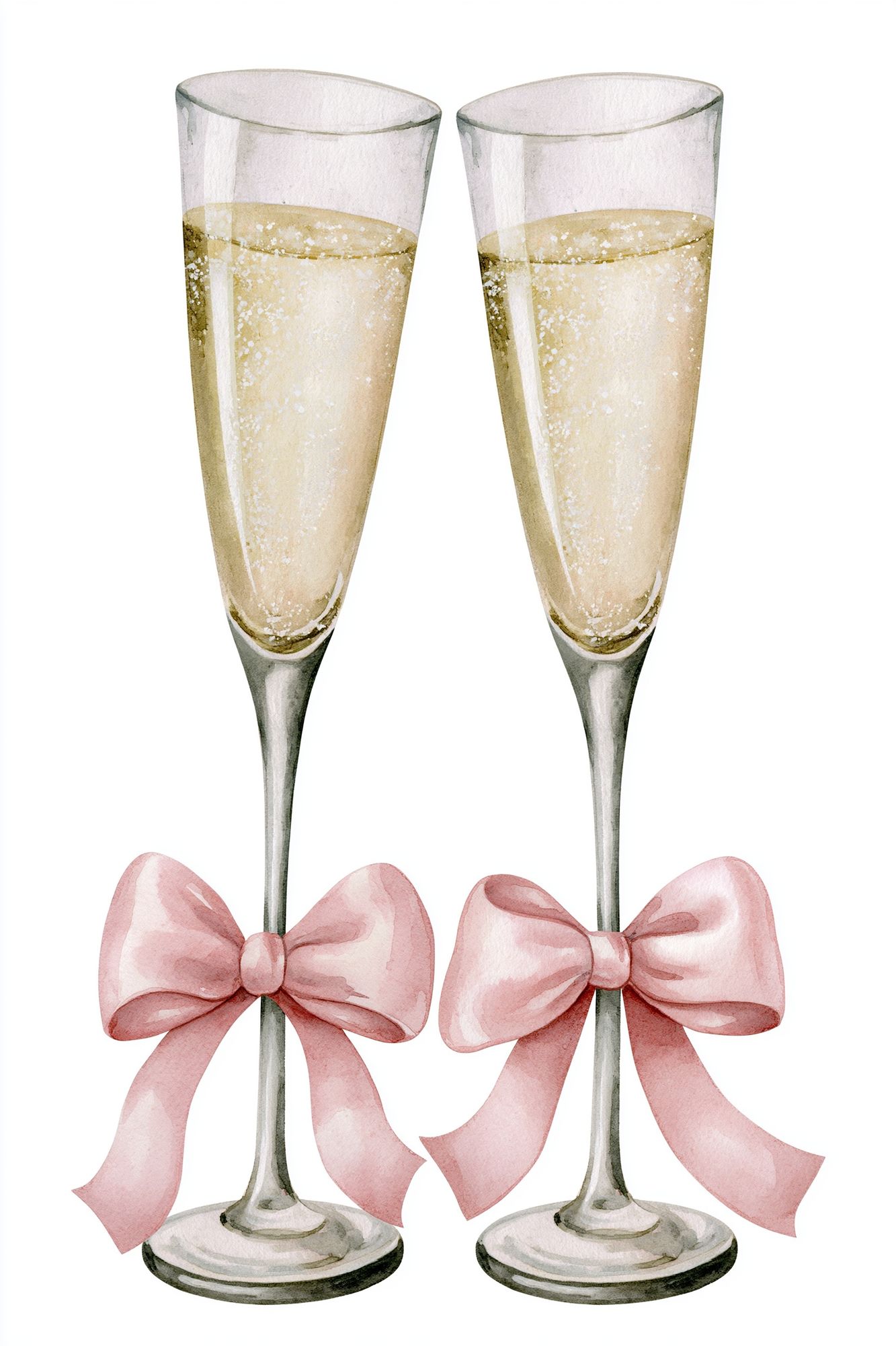Champagne Flutes Watercolor Print. poster — food-drink art