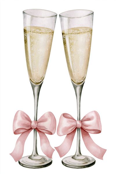 Champagne Flutes Watercolor Print. poster