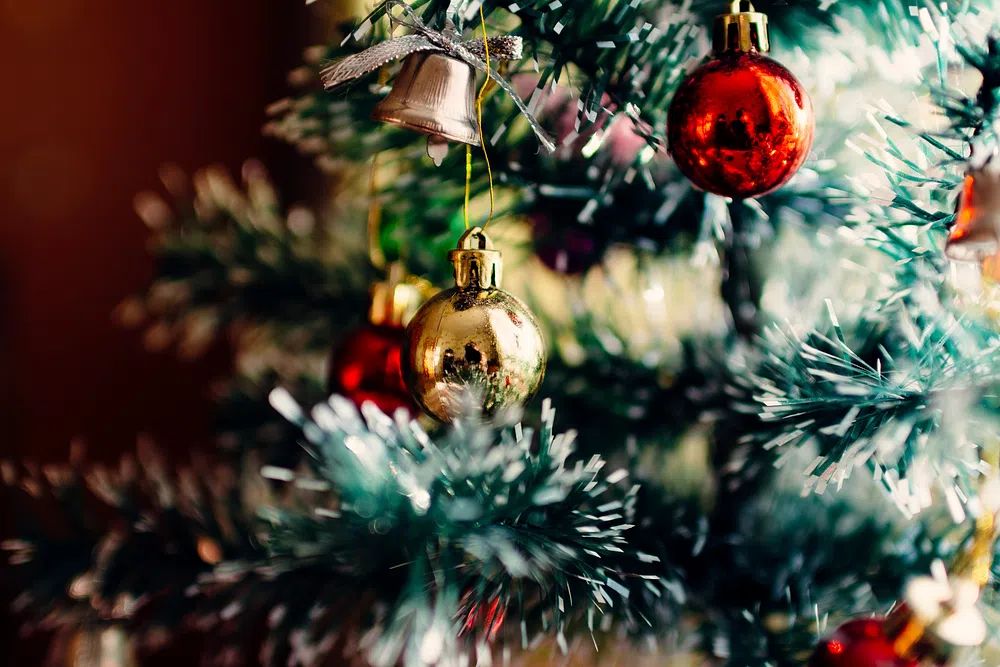Bauble balls hang Christmas tree. poster — photography art