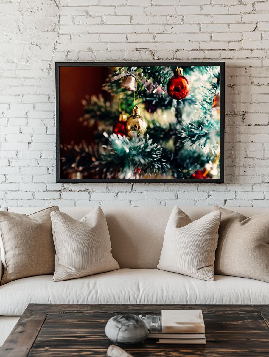 Bauble balls hang Christmas tree. room preview