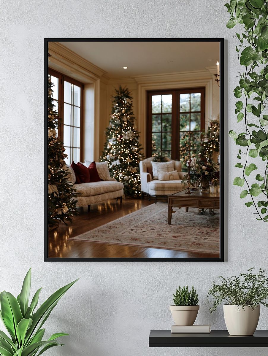 Elegant Christmas Living Room Photography Poster. — room view 4