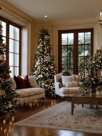 Elegant Christmas Living Room Photography Poster.