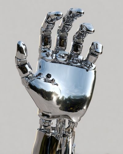 Chrome Robot Hand Poster.
