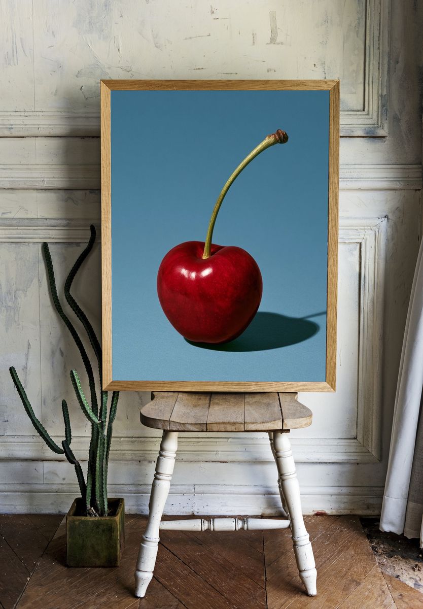 Red Cherry Still Life Photography Poster. — room view 1