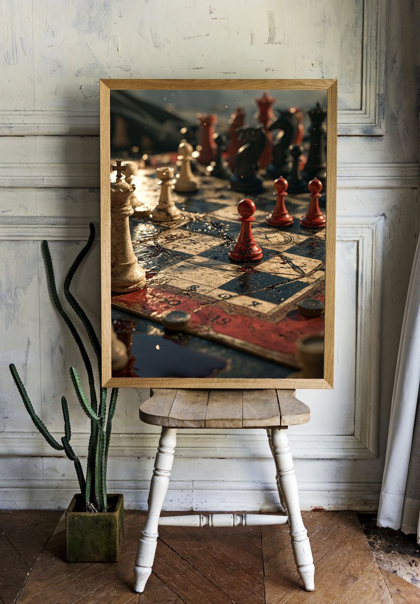 Chessboard Still Life Photography Poster. room preview