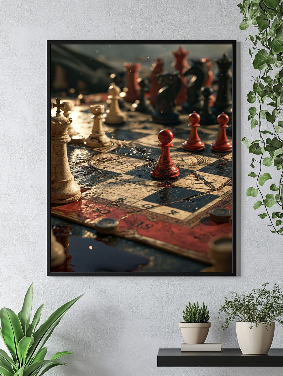 Chessboard Still Life Photography Poster. — room view 4
