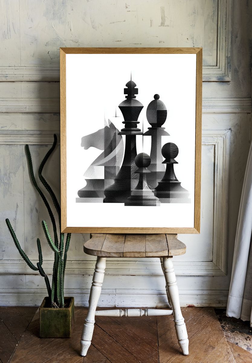 Chess Pieces Black-White Poster. room preview