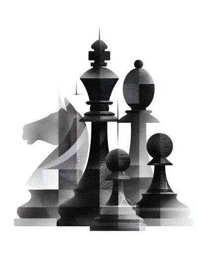 Chess Pieces Black-White Poster. poster