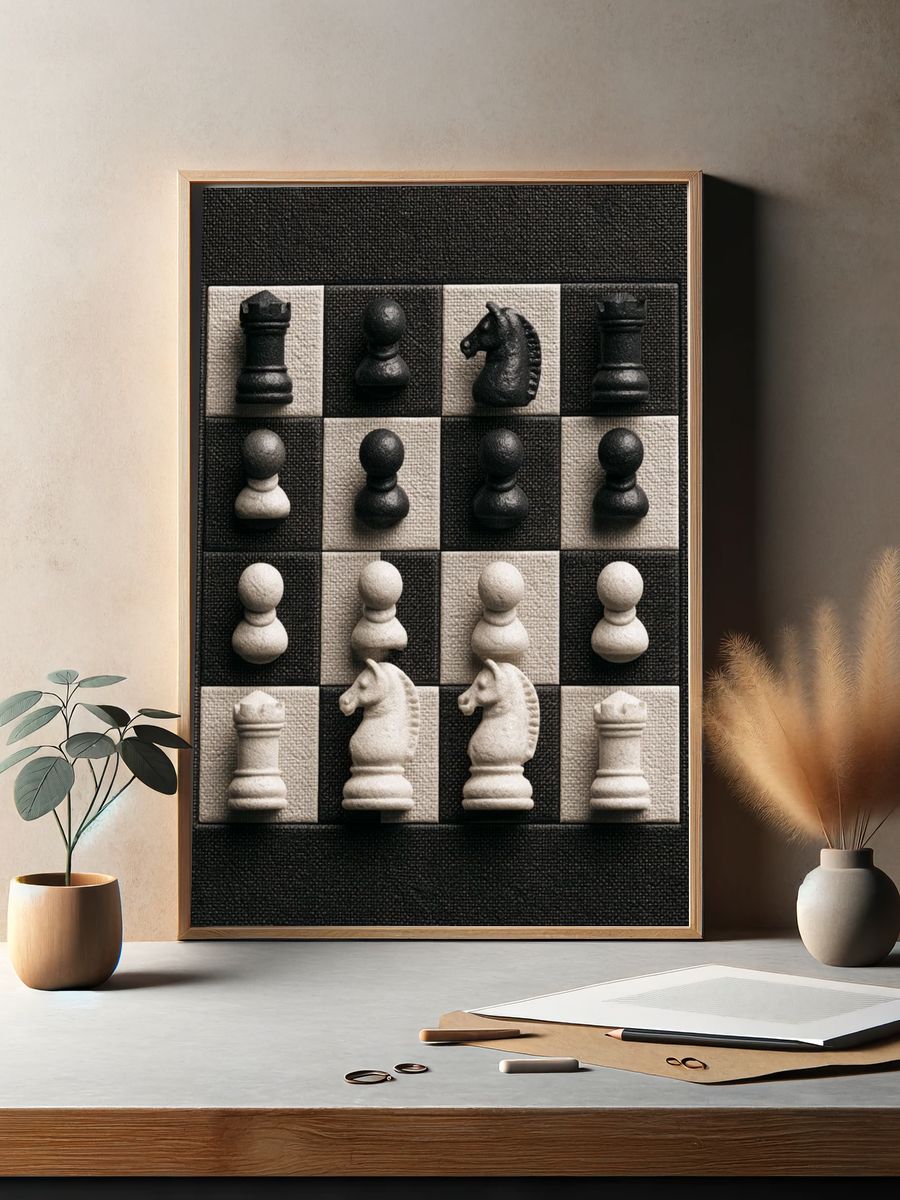 Chessboard Still Life Photography Poster. — room view 2