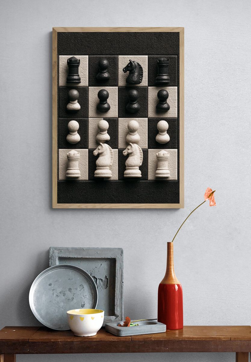 Chessboard Still Life Photography Poster. — room view 3