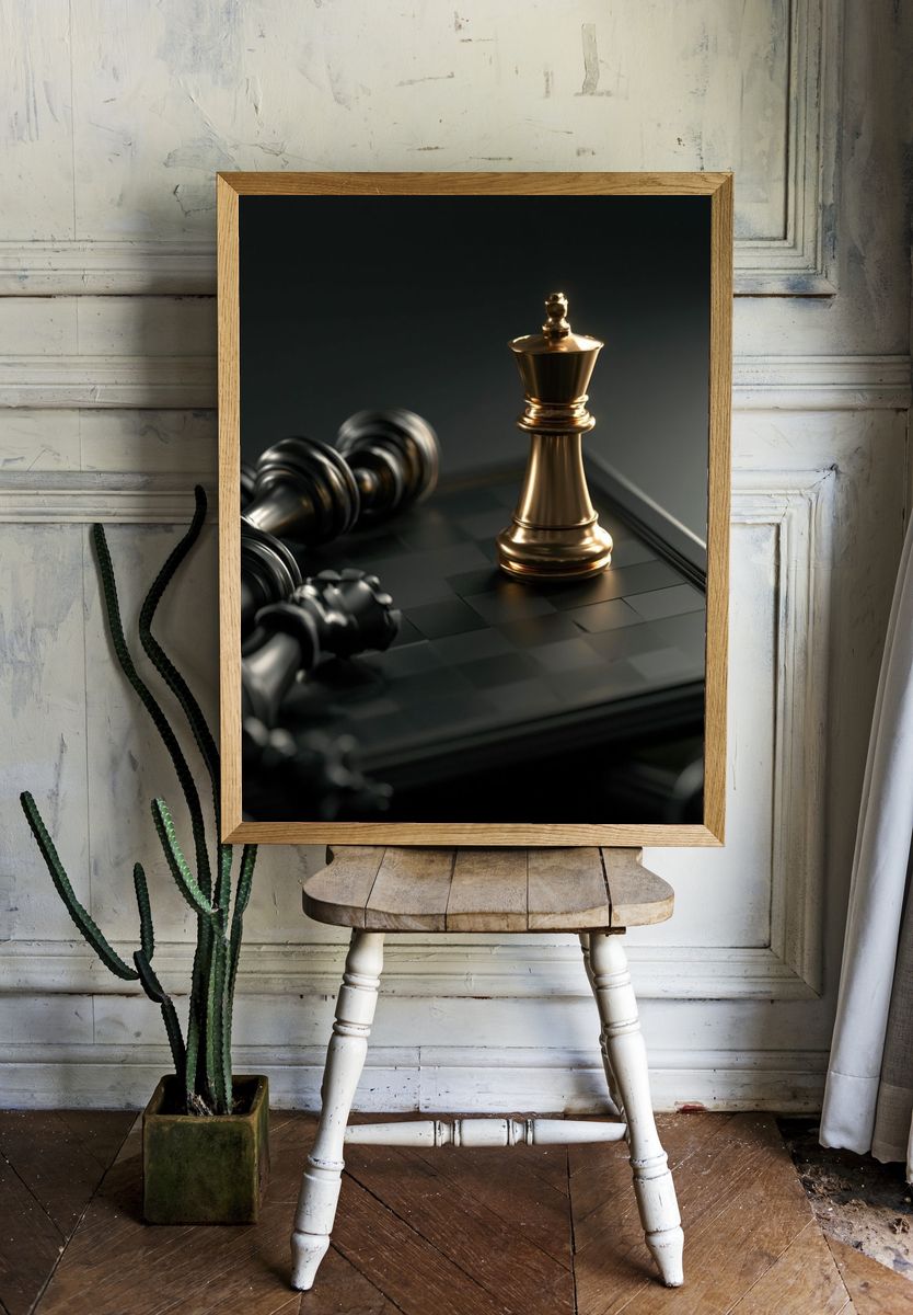 Golden Chess King Photography Poster. room preview