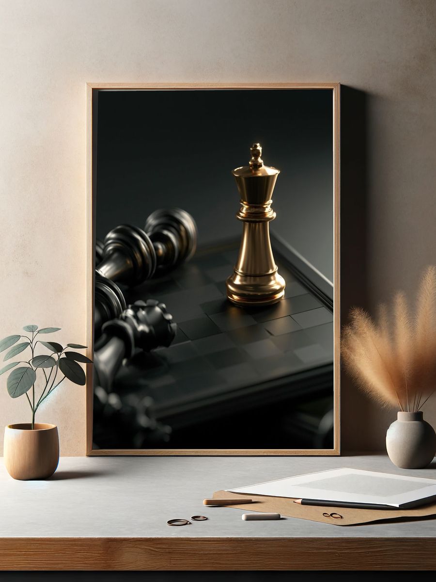 Golden Chess King Photography Poster. — room view 2