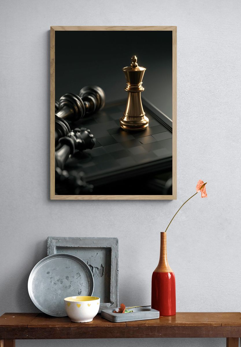 Golden Chess King Photography Poster. — room view 3