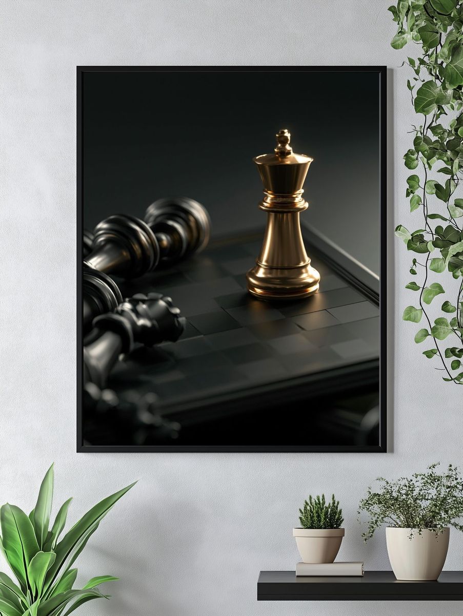 Golden Chess King Photography Poster. — room view 4