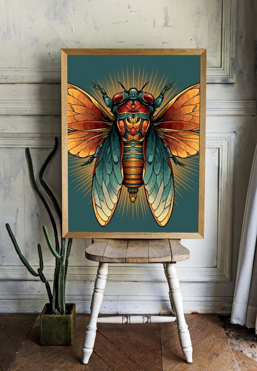 Cicada Wings Illustration Poster. room preview