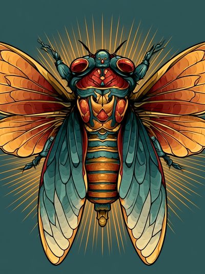 Cicada Wings Illustration Poster.
