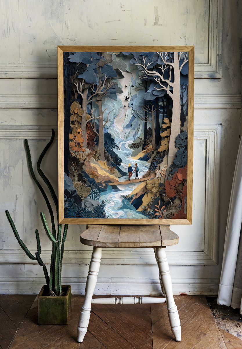 Couple in a Forest — Illustration Print. — room view 1