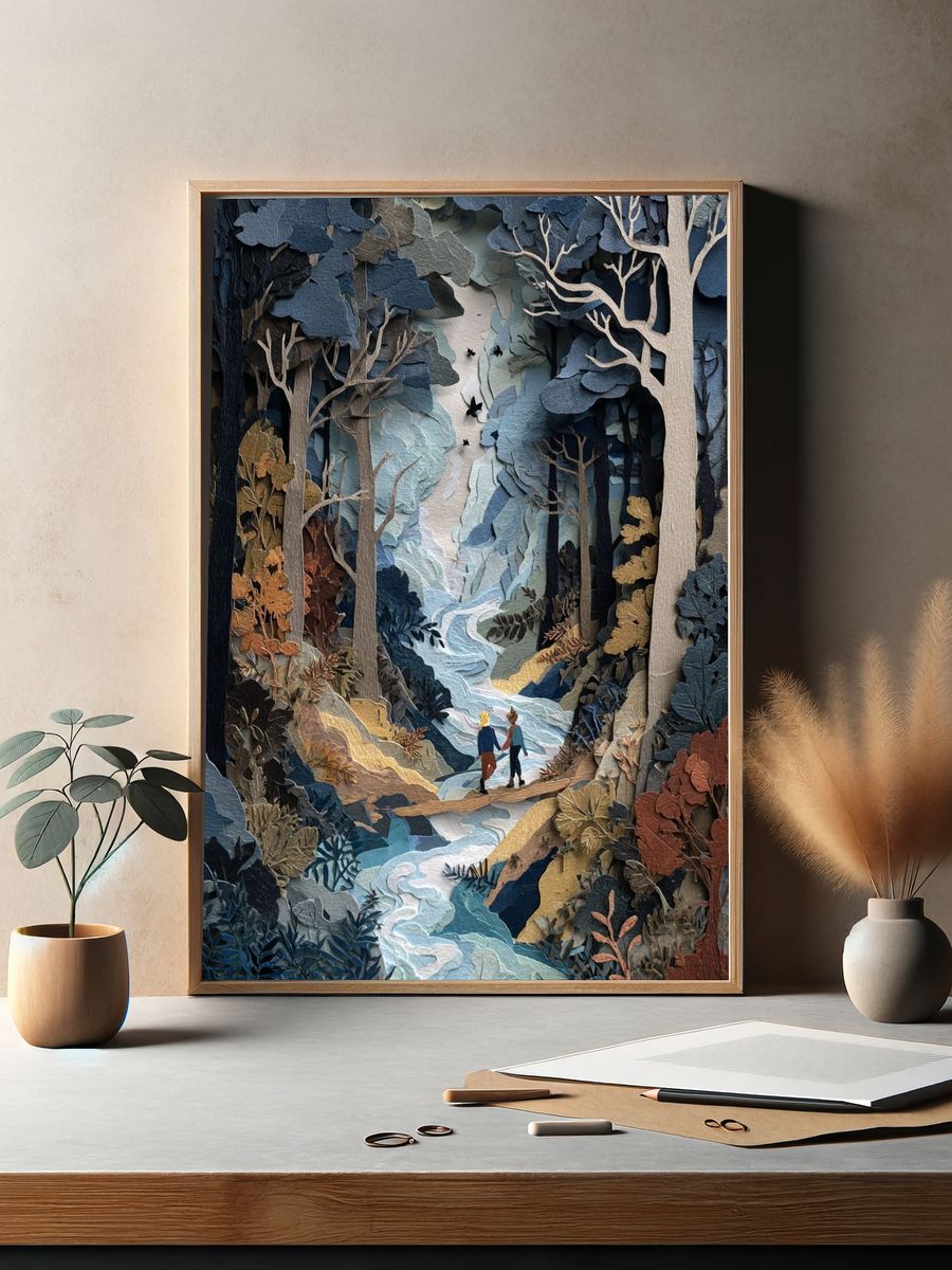 Couple in a Forest — Illustration Print. — room view 2