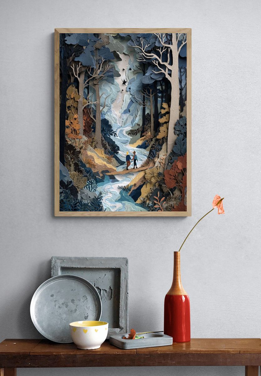 Couple in a Forest — Illustration Print. — room view 3