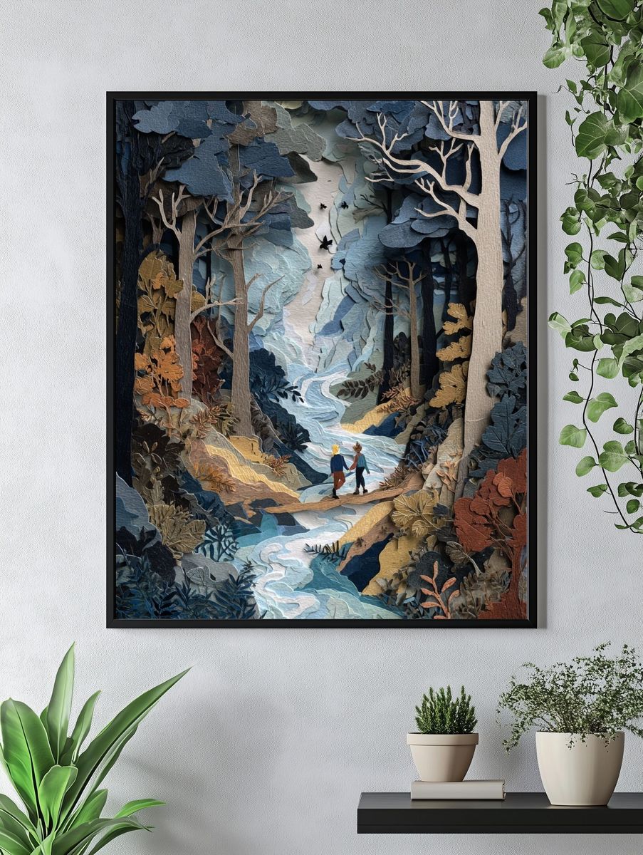 Couple in a Forest — Illustration Print. — room view 4