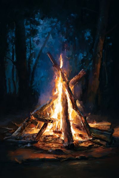 Campfire in the Woods — Fine Art Print. poster
