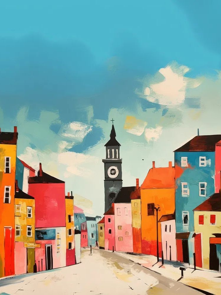 Colorful Cityscape — Illustration Print. poster detail