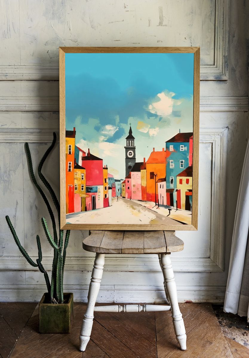 Colorful Cityscape — Illustration Print. — room view 1