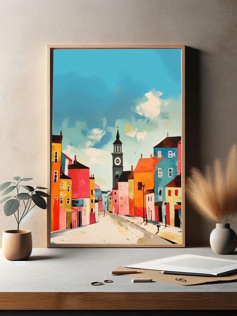 Colorful Cityscape — Illustration Print. — room view 2
