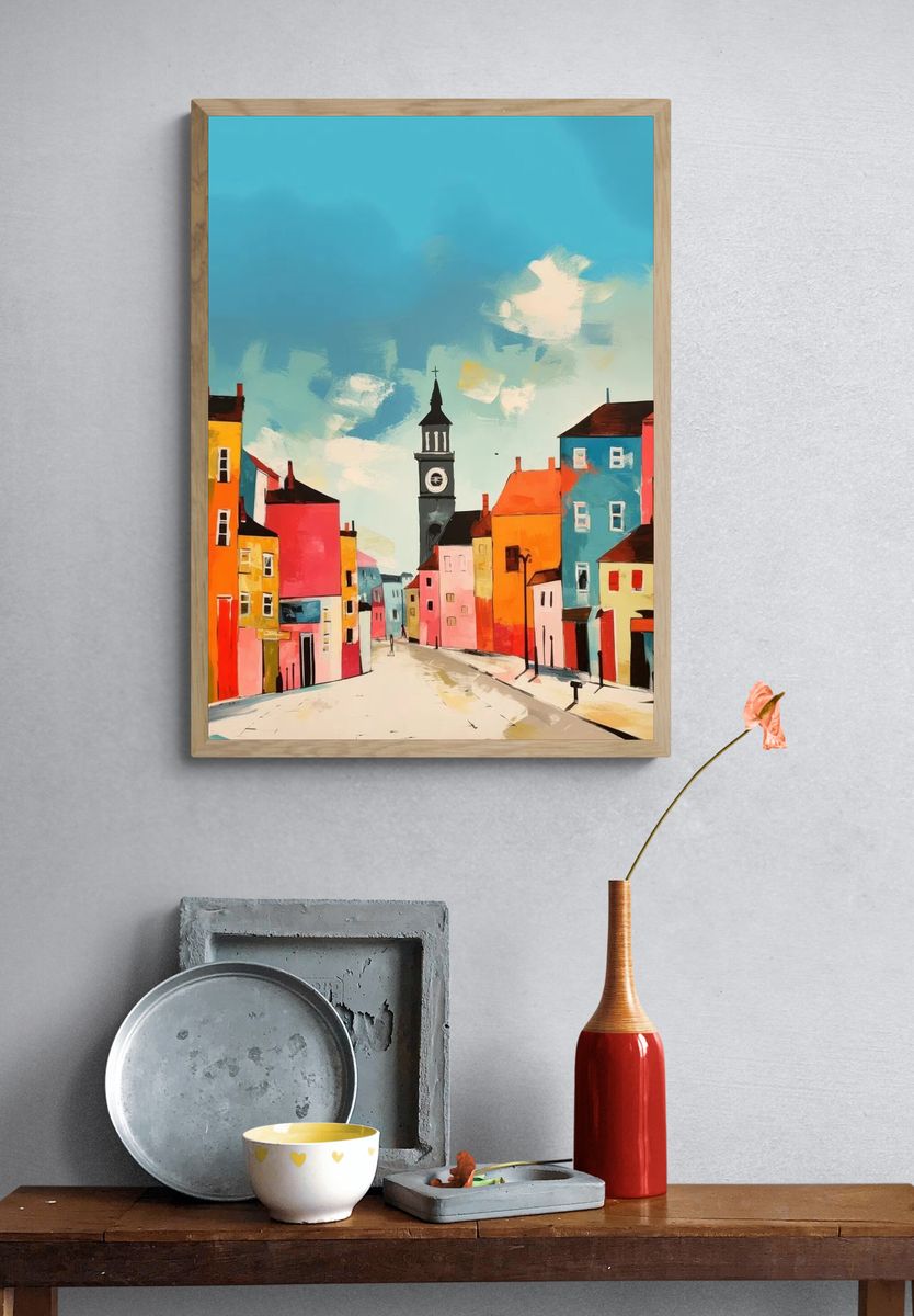Colorful Cityscape — Illustration Print. — room view 3