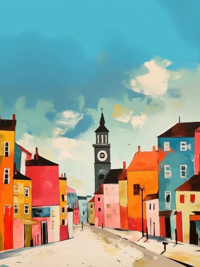 Colorful Cityscape — Illustration Print. poster