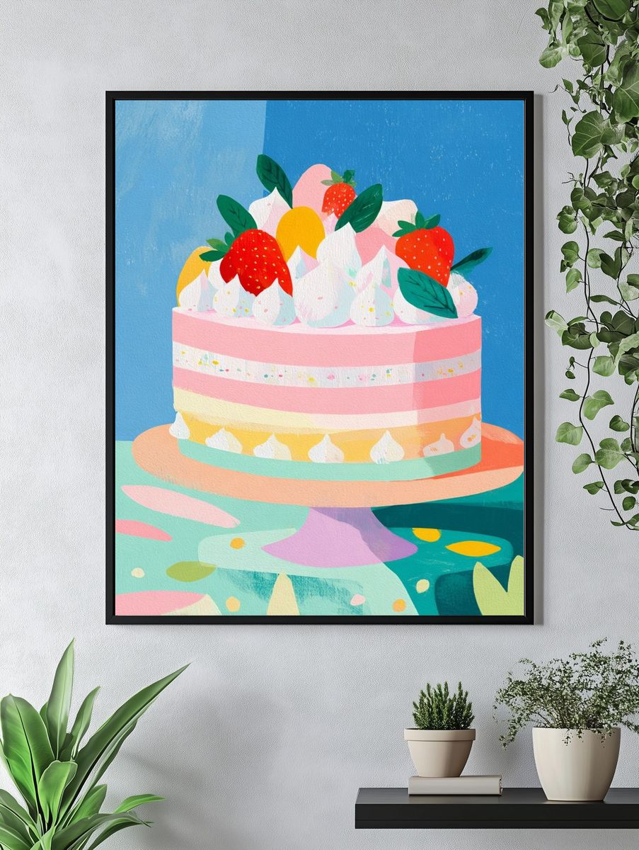 Colorful Cake Illustration Poster. — room view 4