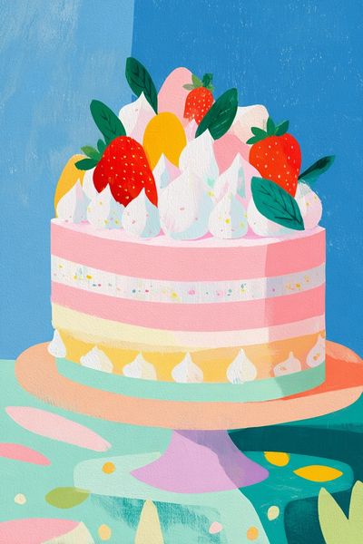 Colorful Cake Illustration Poster. poster print