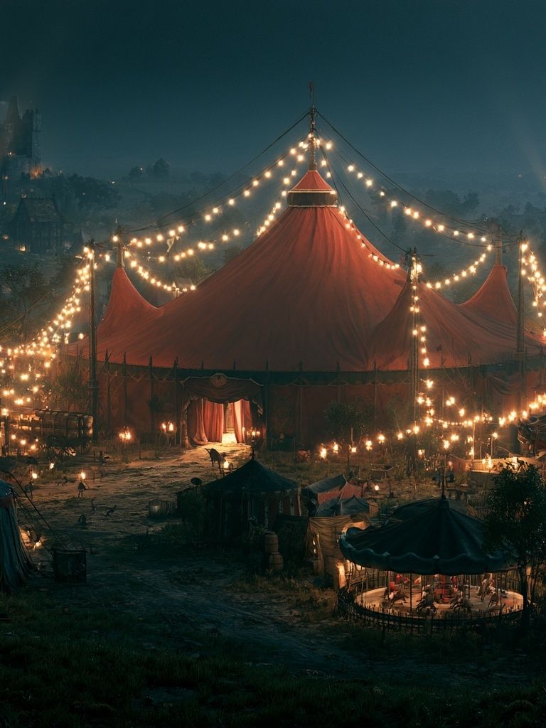 Circus Tent at Night Poster. poster — illustration art