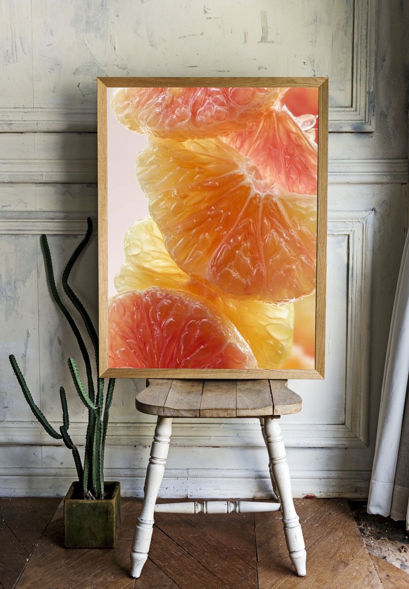 Citrus Slices Abstract Print. room preview