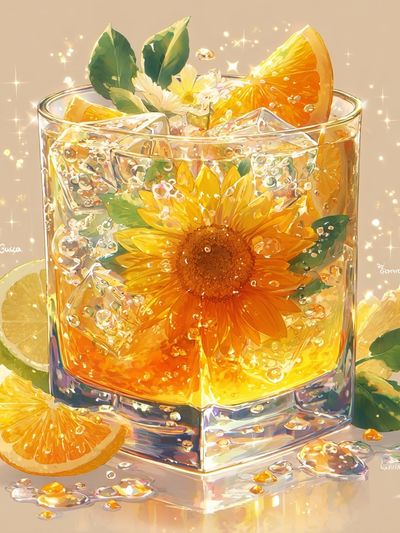 Sunlit Citrus Cocktail Illustration Poster. poster