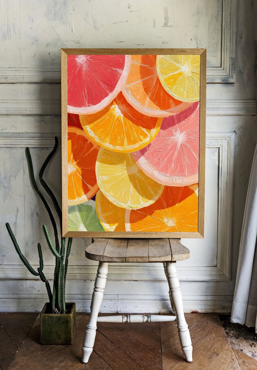 Citrus Slices Colorful Print. room preview