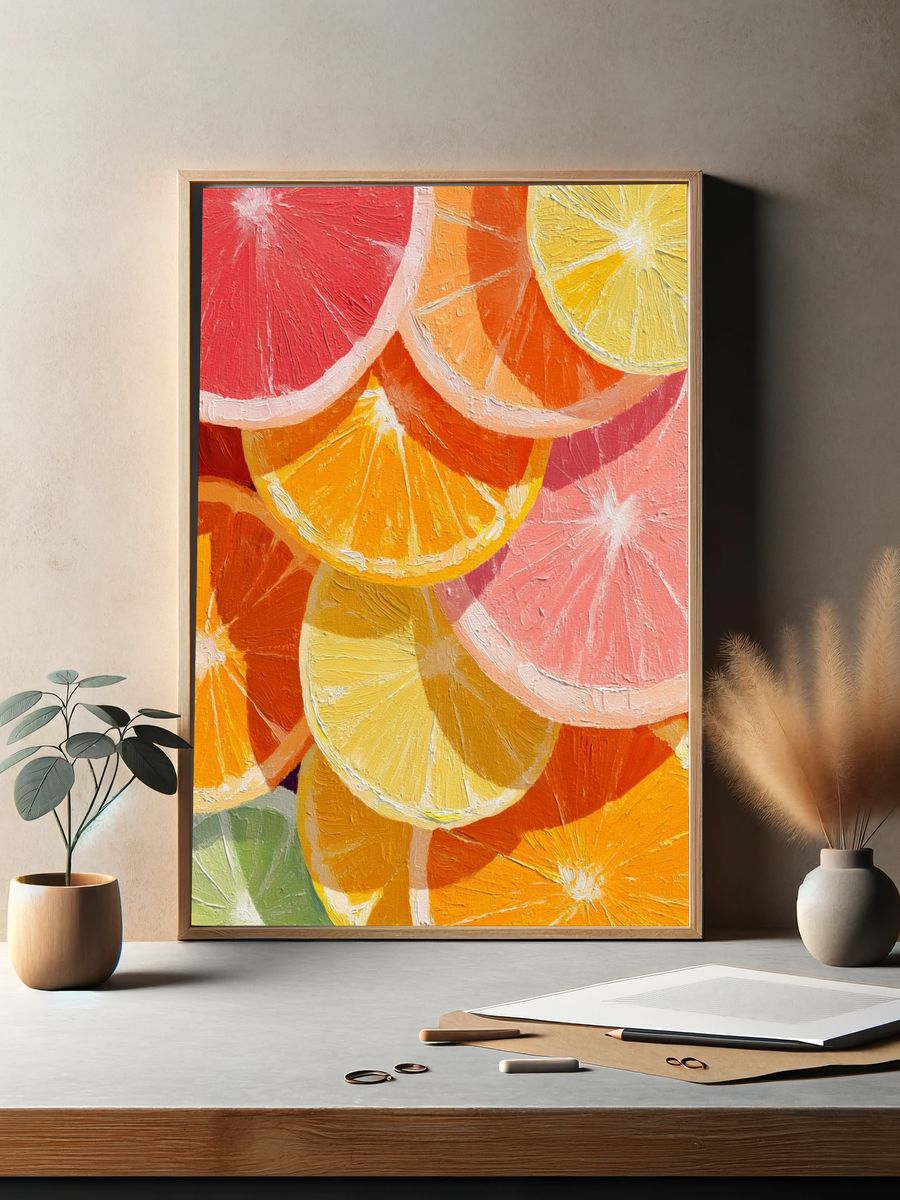 Citrus Slices Colorful Print. — room view 2