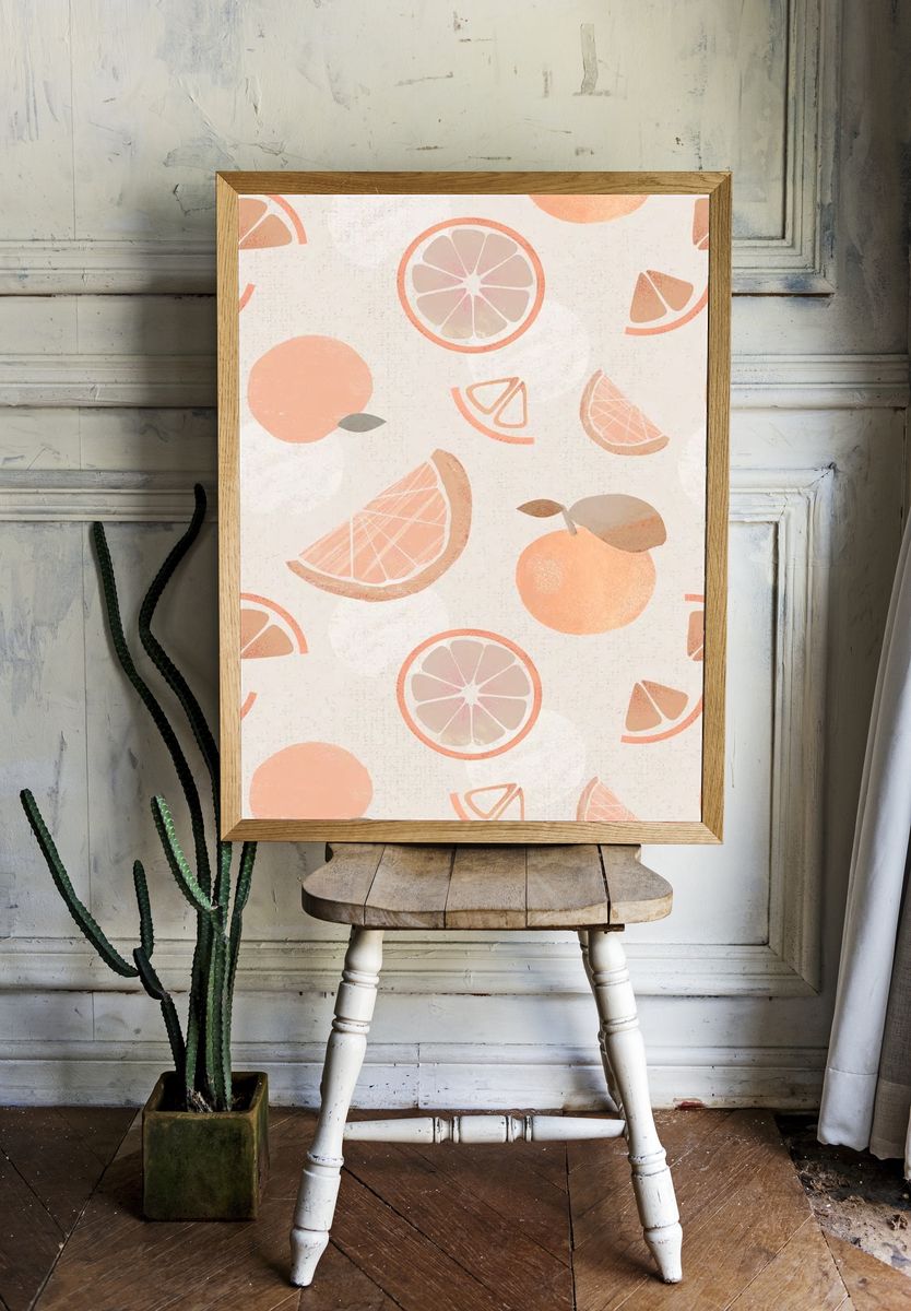 Citrus Fruits — Watercolor Print. — room view 1