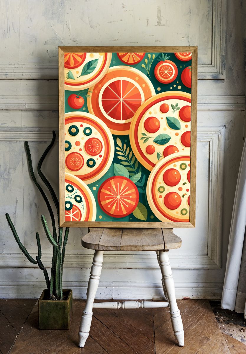 Citrus Slices Pattern Illustration Poster. room preview