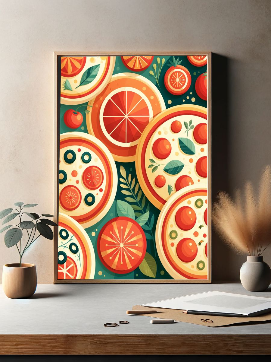 Citrus Slices Pattern Illustration Poster. — room view 2