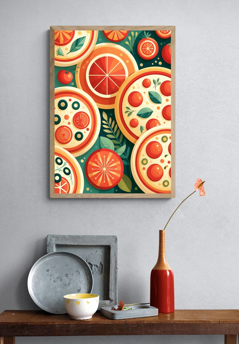 Citrus Slices Pattern Illustration Poster. — room view 3